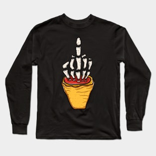 Middle finger skull Long Sleeve T-Shirt